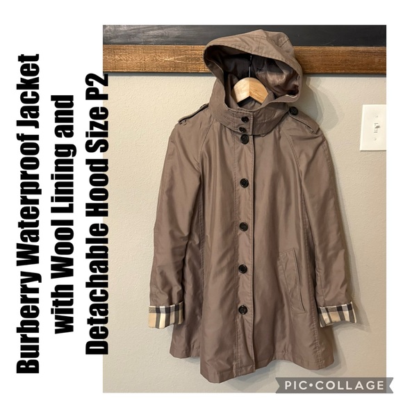 Burberry Waterproof Jacket with Wool Lining and Detachable Hood Size P2 - Picture 1 of 16